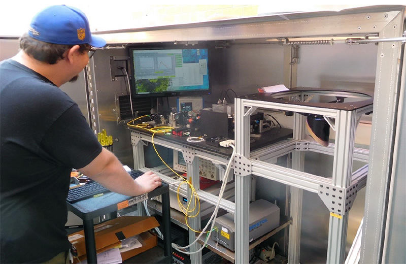 Man operating a lidar system