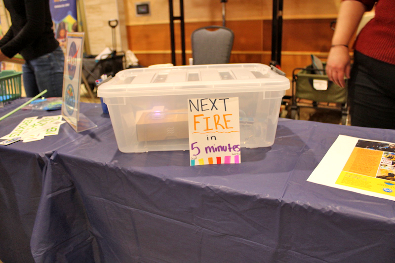 One of the activities demonstrated how air quality sensors detect and measure smoke