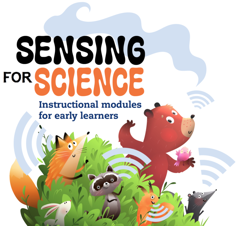Sensing for Science cover image, showing animals springing out from a shrub
